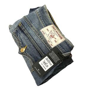 True Religion Geno SN Flap Slim Jeans Mens Sz 34x32 Relaxed Distressed NWT $159‎